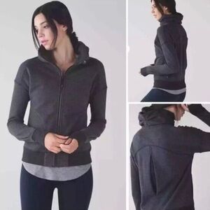 Lululemon Hug It Out Full Zip Jacket - Heathered Speckled Black - Size 6